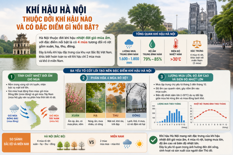 Khám Phá Khí Hậu Hà Nội: Đặc Điểm 4 Mùa Nắng – Mưa, Nóng – Lạnh và Thời Điểm Du Lịch Lý Tưởng
