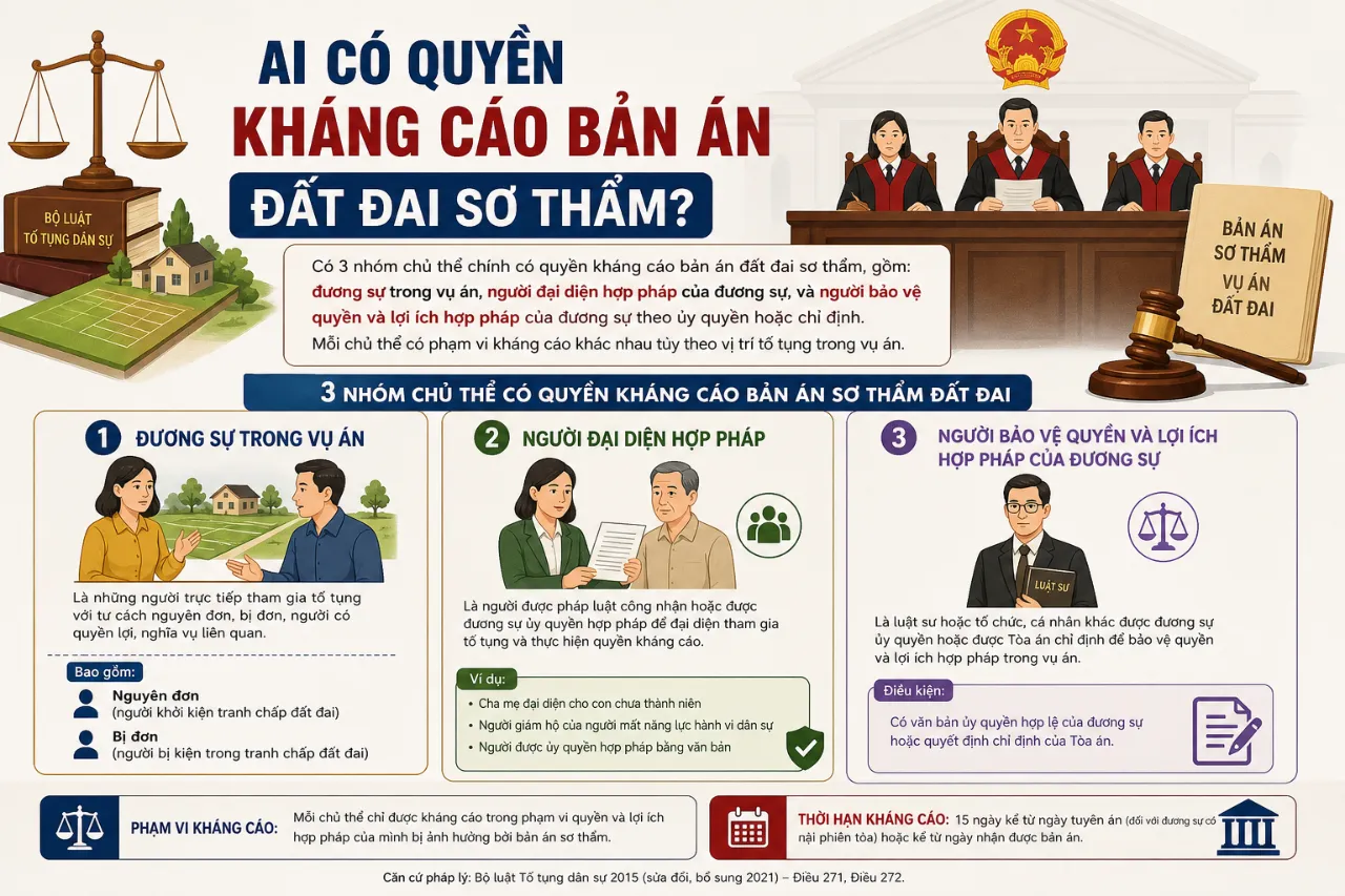Ai có quyền kháng cáo bản án đất đai sơ thẩm?