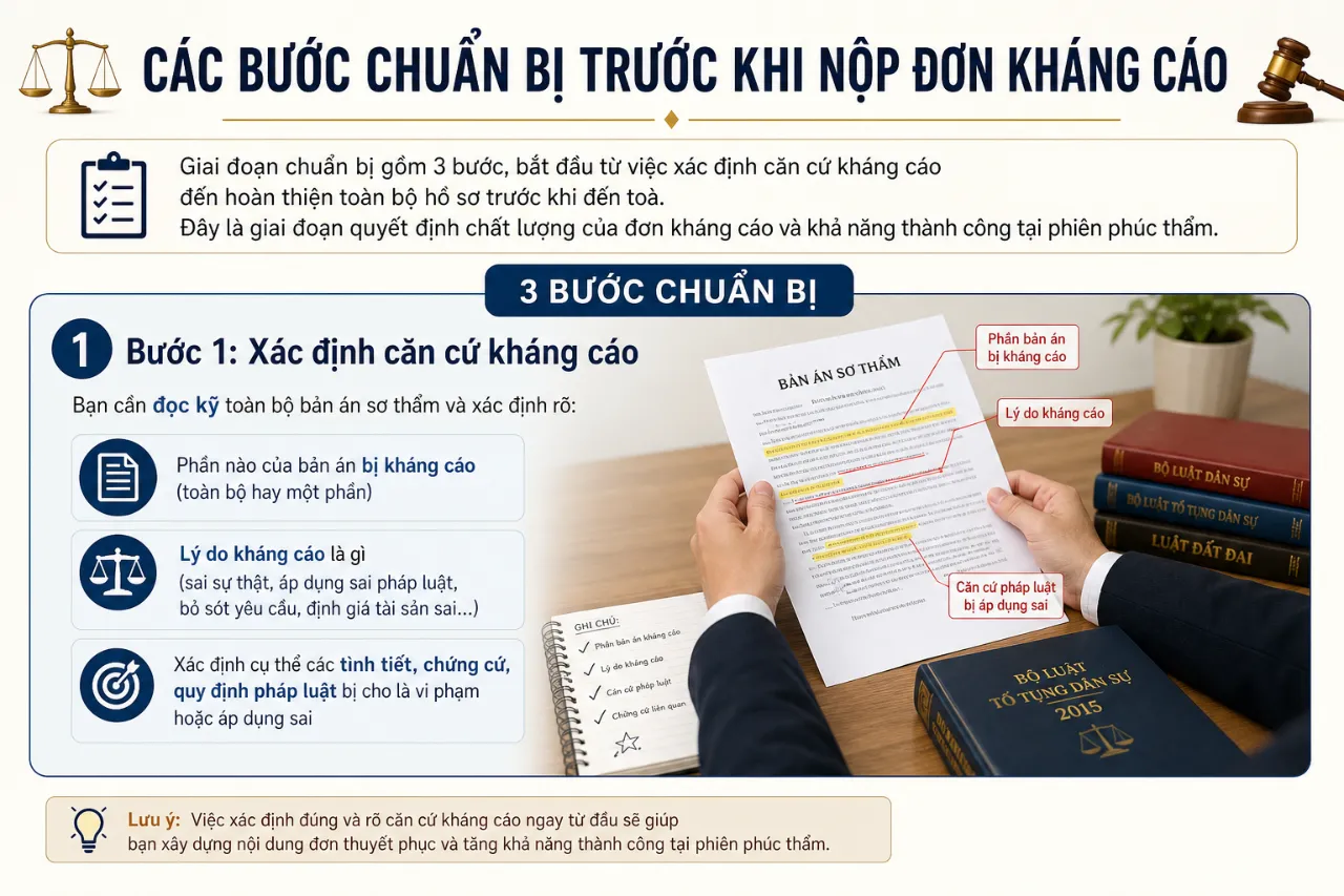 Các bước chuẩn bị trước khi nộp đơn kháng cáo