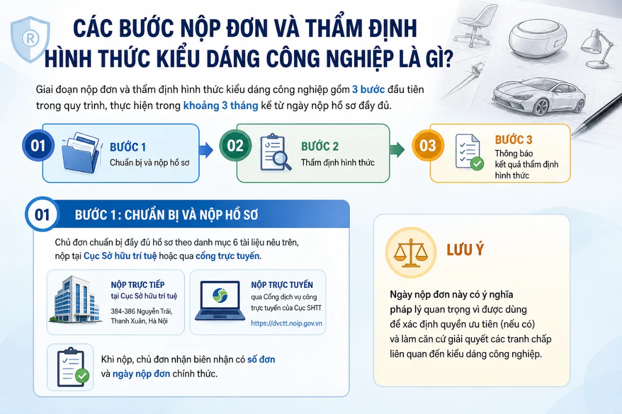 Các Bước Nộp Đơn Và Thẩm Định Hình Thức Kiểu Dáng Công Nghiệp Là Gì?