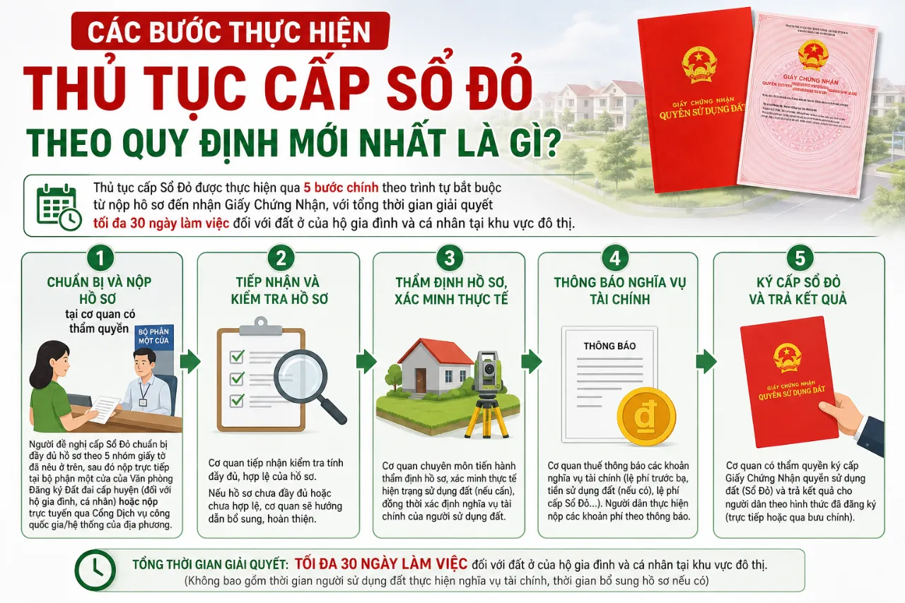 Các Bước Thực Hiện Thủ Tục Cấp Sổ Đỏ Theo Quy Định Mới Nhất Là Gì?
