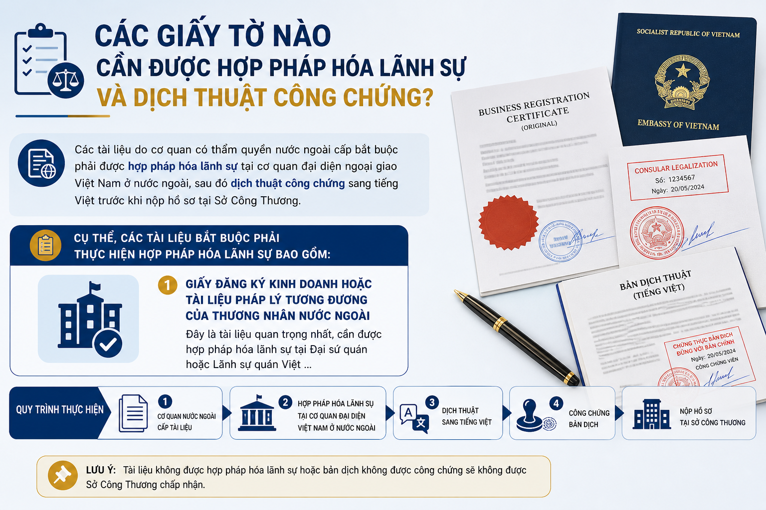 Các Giấy Tờ Nào Cần Được Hợp Pháp Hóa Lãnh Sự Và Dịch Thuật Công Chứng?