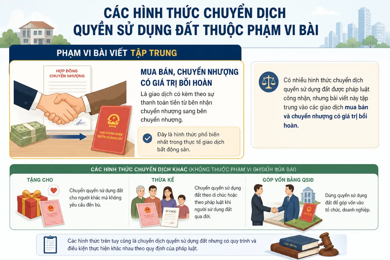 Các Hình Thức Chuyển Dịch Quyền Sử Dụng Đất Thuộc Phạm Vi Bài