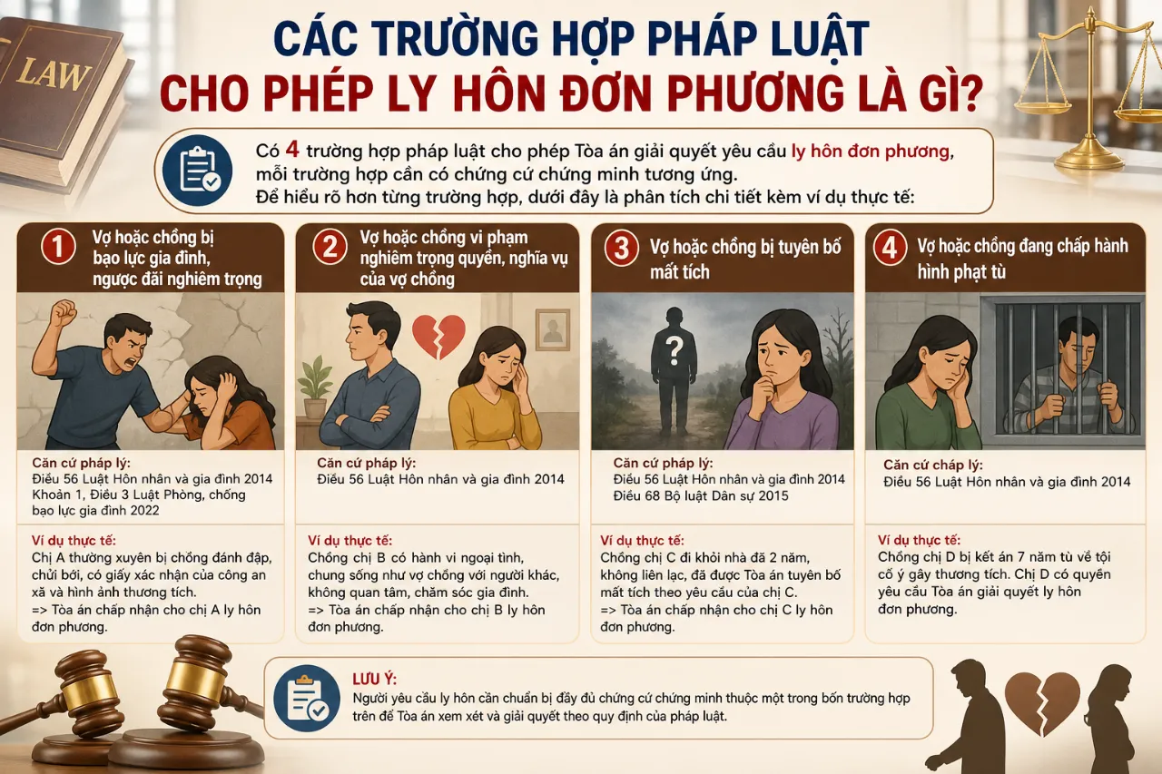 Các trường hợp pháp luật cho phép ly hôn đơn phương là gì?