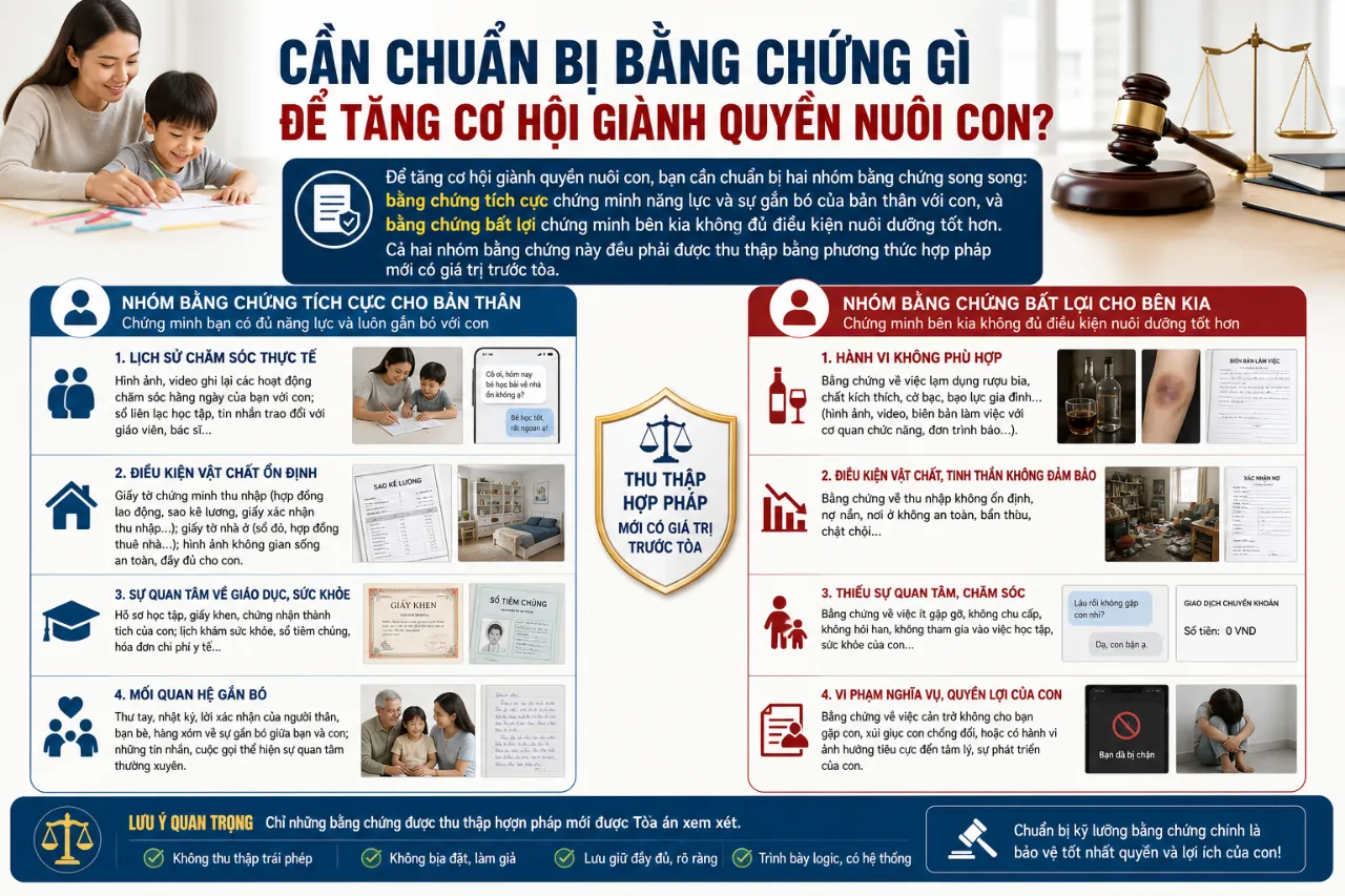 Cần Chuẩn Bị Bằng Chứng Gì Để Tăng Cơ Hội Giành Quyền Nuôi Con?