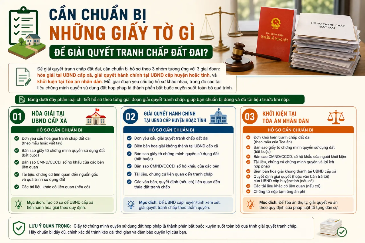 Cần Chuẩn Bị Những Giấy Tờ Gì Để Giải Quyết Tranh Chấp Đất Đai?