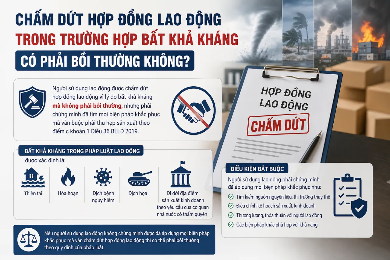Chấm Dứt Hợp Đồng Lao Động Trong Trường Hợp Bất Khả Kháng Có Phải Bồi Thường Không?