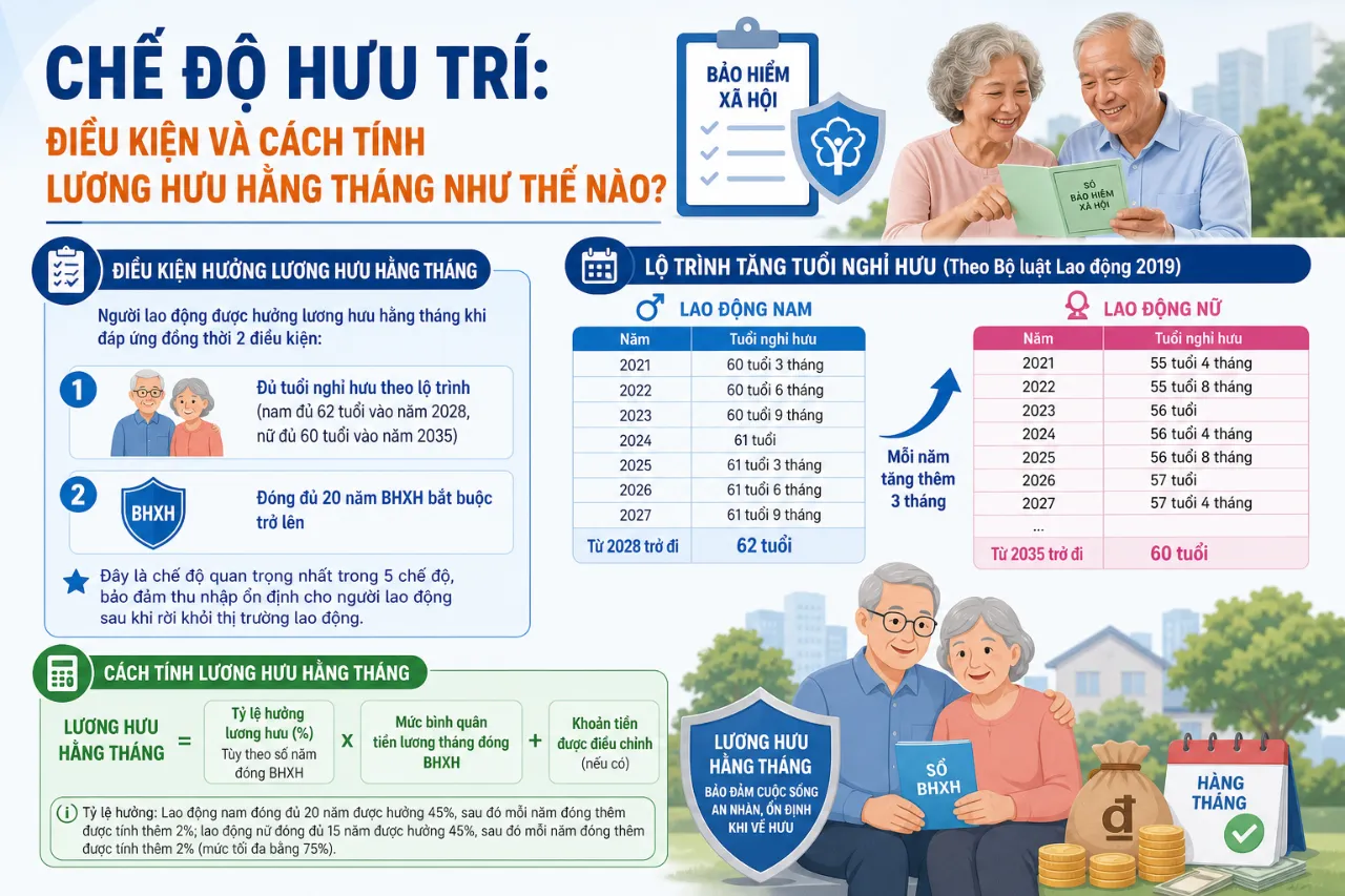 Chế Độ Hưu Trí: Điều Kiện Và Cách Tính Lương Hưu Hằng Tháng Như Thế Nào?