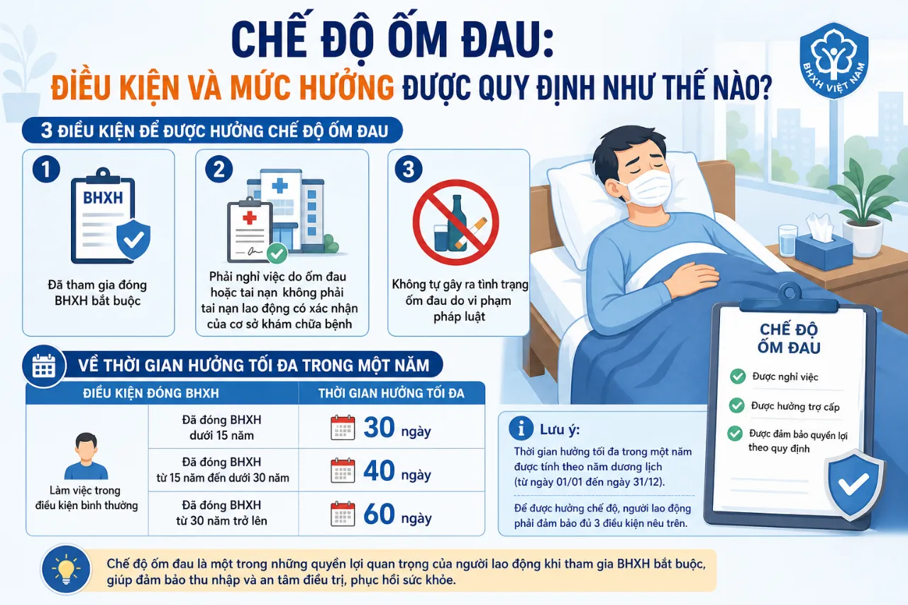 Chế Độ Ốm Đau: Điều Kiện Và Mức Hưởng Được Quy Định Như Thế Nào?
