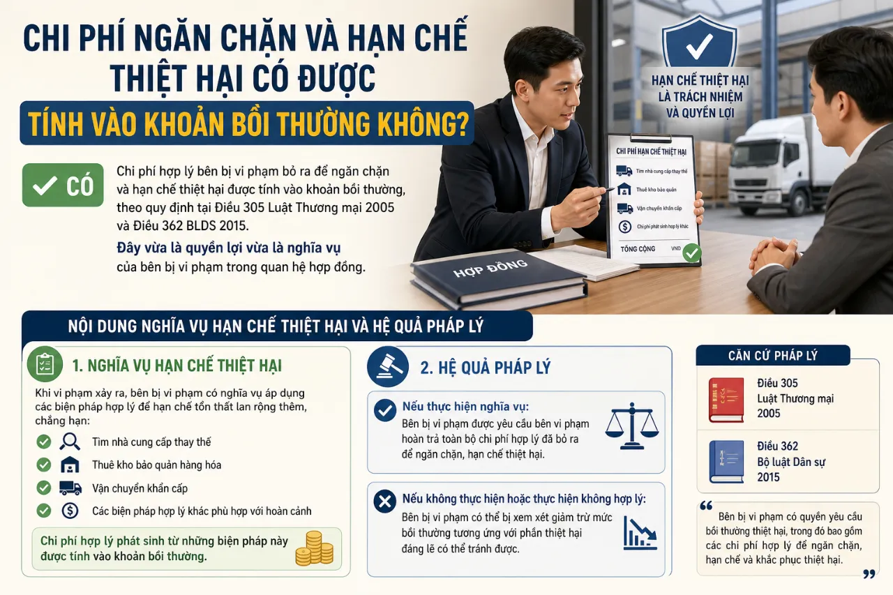 Chi phí ngăn chặn và hạn chế thiệt hại có được tính vào khoản bồi thường không?