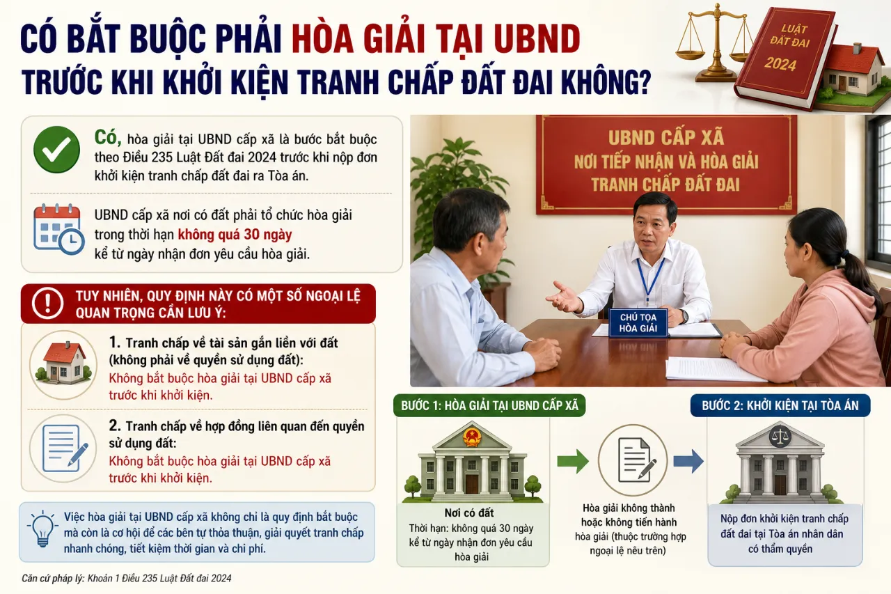 Có Bắt Buộc Phải Hòa Giải Tại UBND Trước Khi Khởi Kiện Tranh Chấp Đất Đai Không?