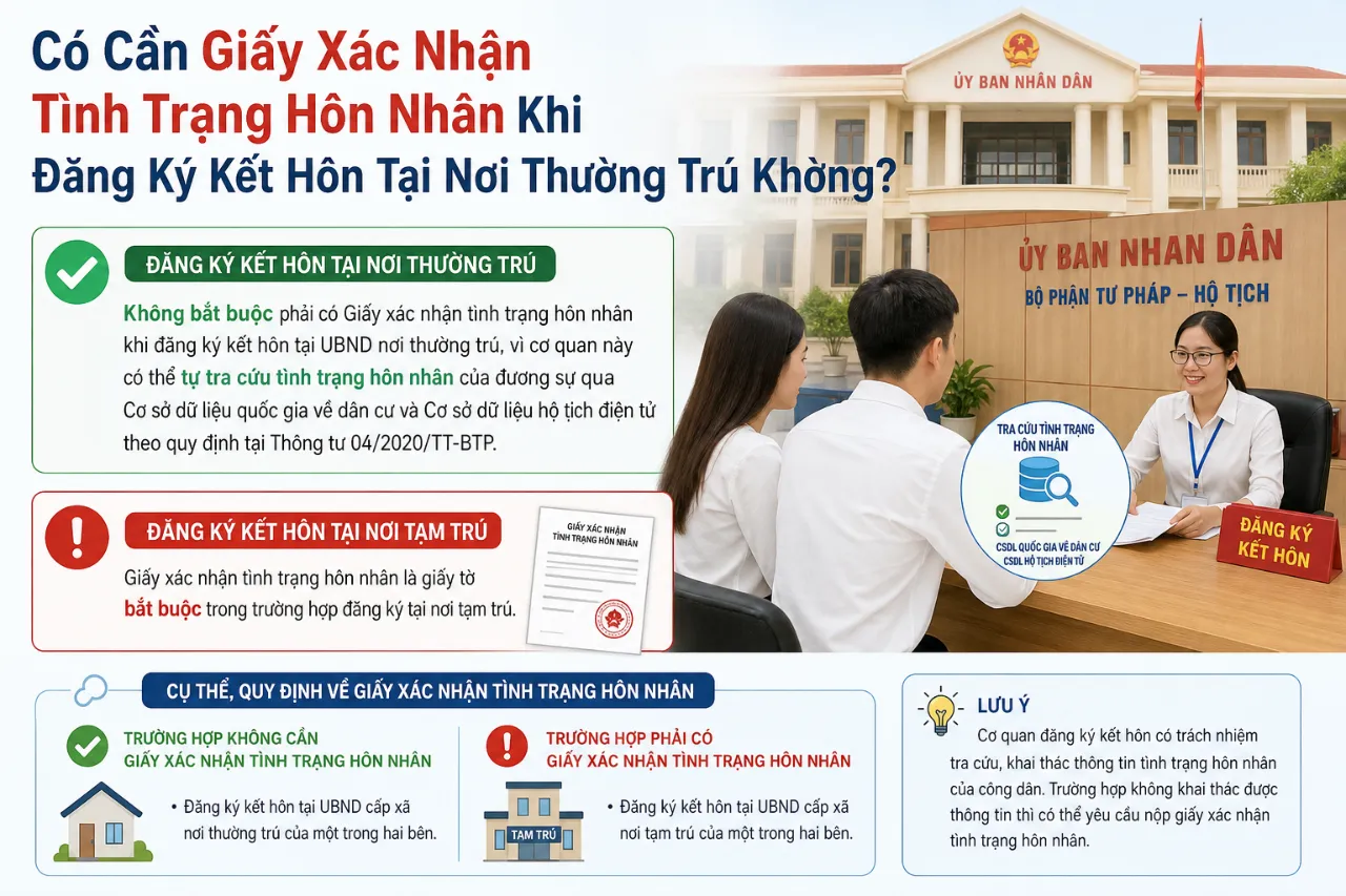 Có Cần Giấy Xác Nhận Tình Trạng Hôn Nhân Khi Đăng Ký Kết Hôn Tại Nơi Thường Trú Không?