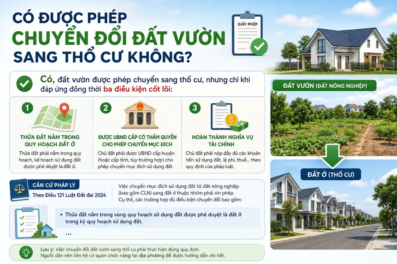 Có được phép chuyển đổi đất vườn sang thổ cư không?