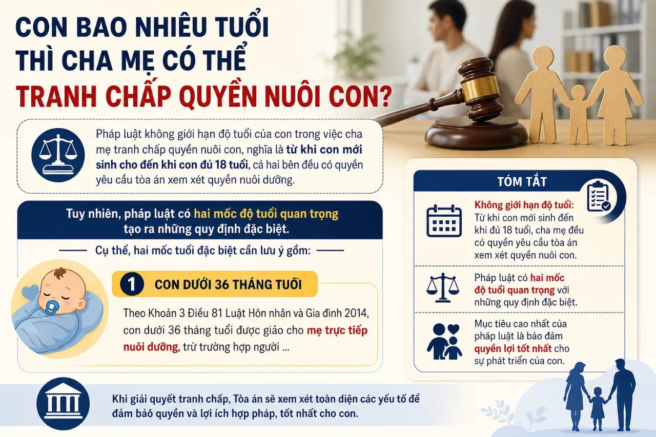 Con Bao Nhiêu Tuổi Thì Cha Mẹ Có Thể Tranh Chấp Quyền Nuôi Con?