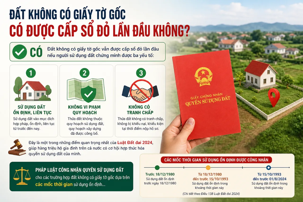 Đất Không Có Giấy Tờ Gốc Có Được Cấp Sổ Đỏ Lần Đầu Không?