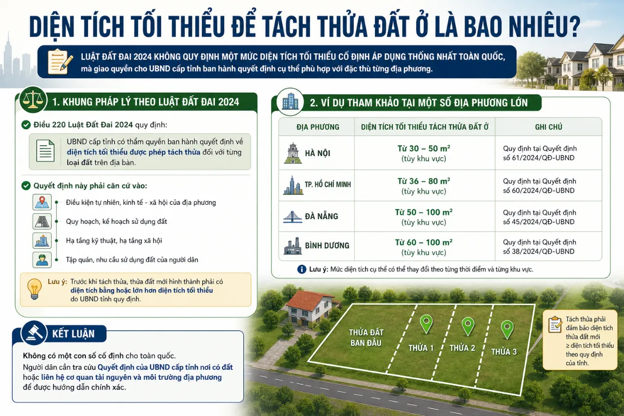 Diện Tích Tối Thiểu Để Tách Thửa Đất Ở Là Bao Nhiêu?