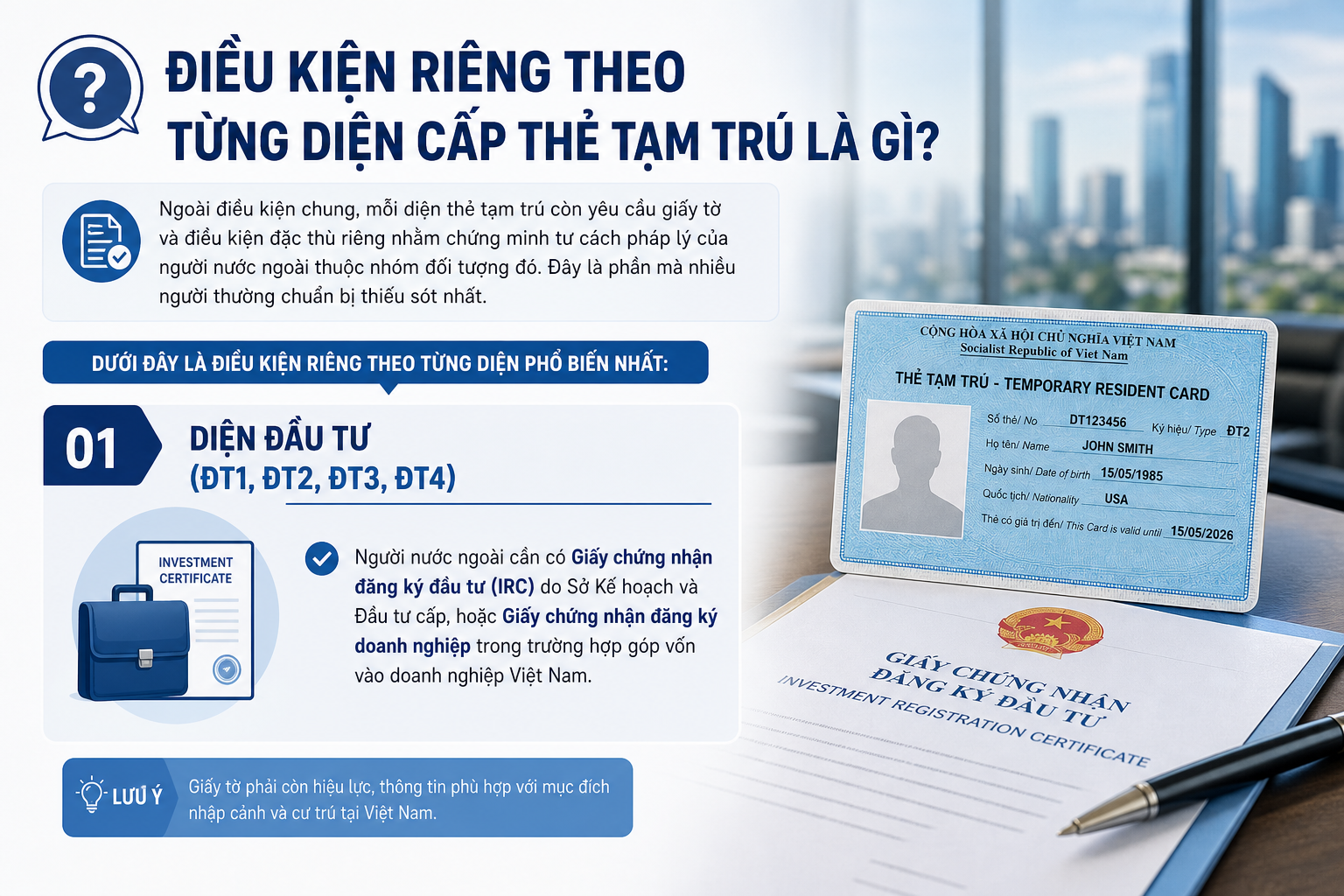 Điều Kiện Riêng Theo Từng Diện Cấp Thẻ Tạm Trú Là Gì?