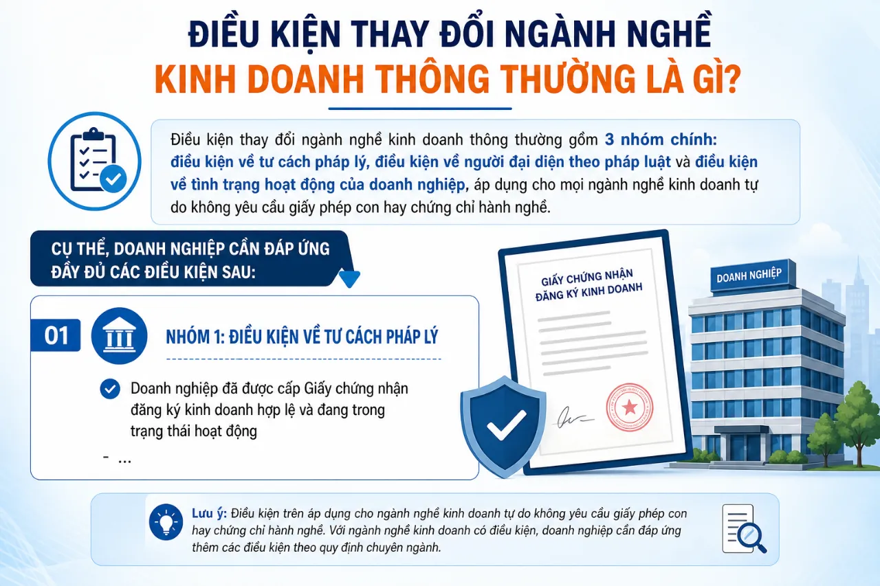 Điều Kiện Thay Đổi Ngành Nghề Kinh Doanh Thông Thường Là Gì?