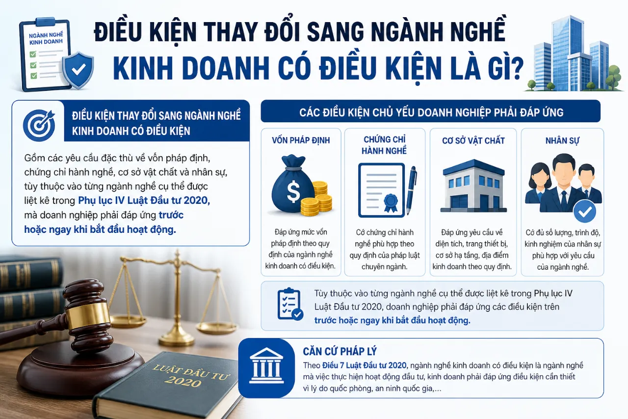 Điều Kiện Thay Đổi Sang Ngành Nghề Kinh Doanh Có Điều Kiện Là Gì?