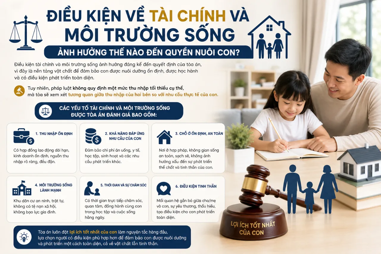 Điều Kiện Về Tài Chính Và Môi Trường Sống Ảnh Hưởng Thế Nào Đến Quyền Nuôi Con?