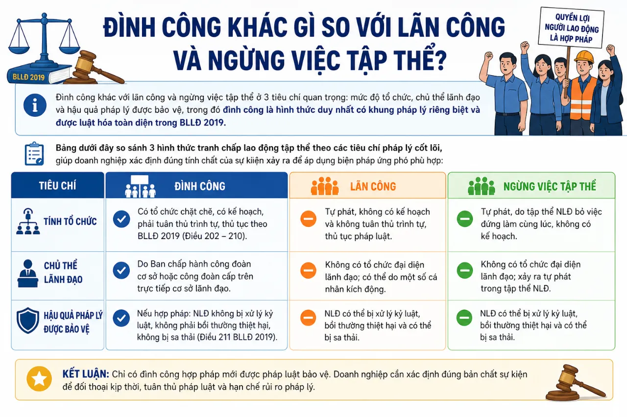 Đình Công Khác Gì So Với Lãn Công và Ngừng Việc Tập Thể?