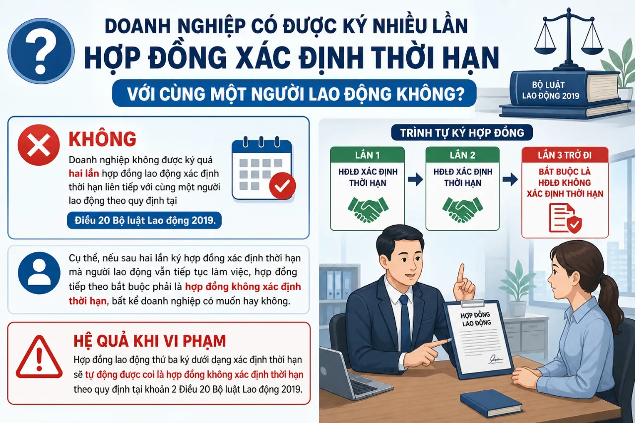 Doanh Nghiệp Có Được Ký Nhiều Lần Hợp Đồng Xác Định Thời Hạn Với Cùng Một Người Lao Động Không?