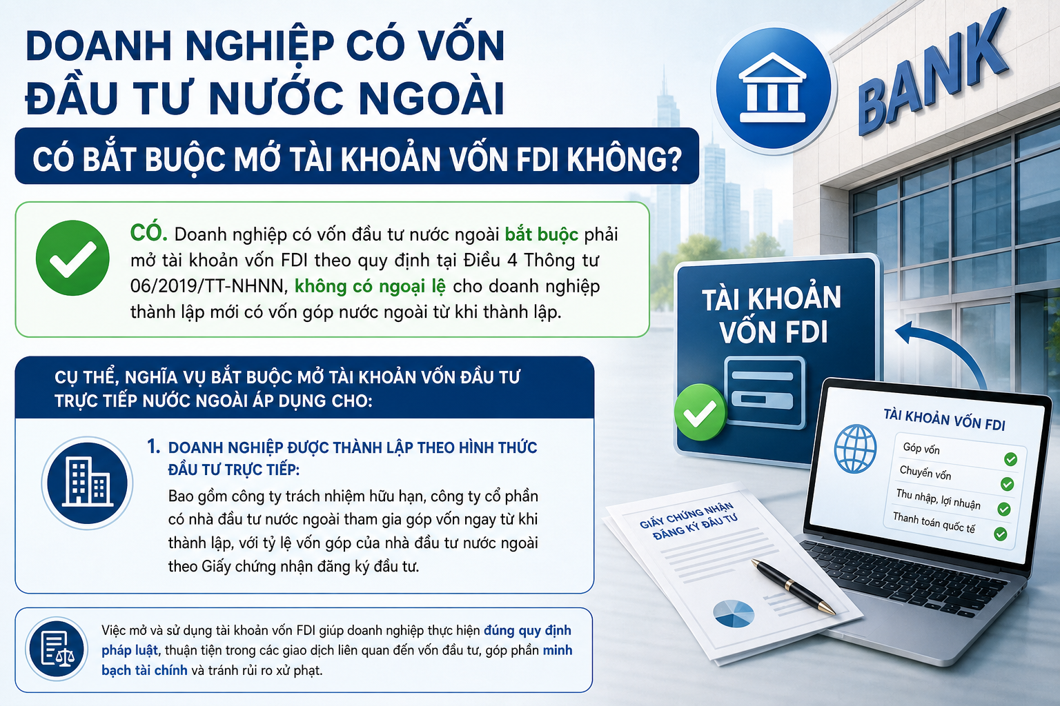 Doanh nghiệp có vốn đầu tư nước ngoài có bắt buộc mở tài khoản vốn FDI không?