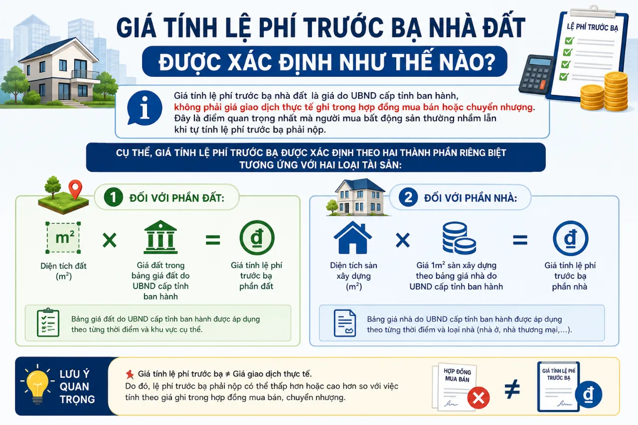 Giá Tính Lệ Phí Trước Bạ Nhà Đất Được Xác Định Như Thế Nào?