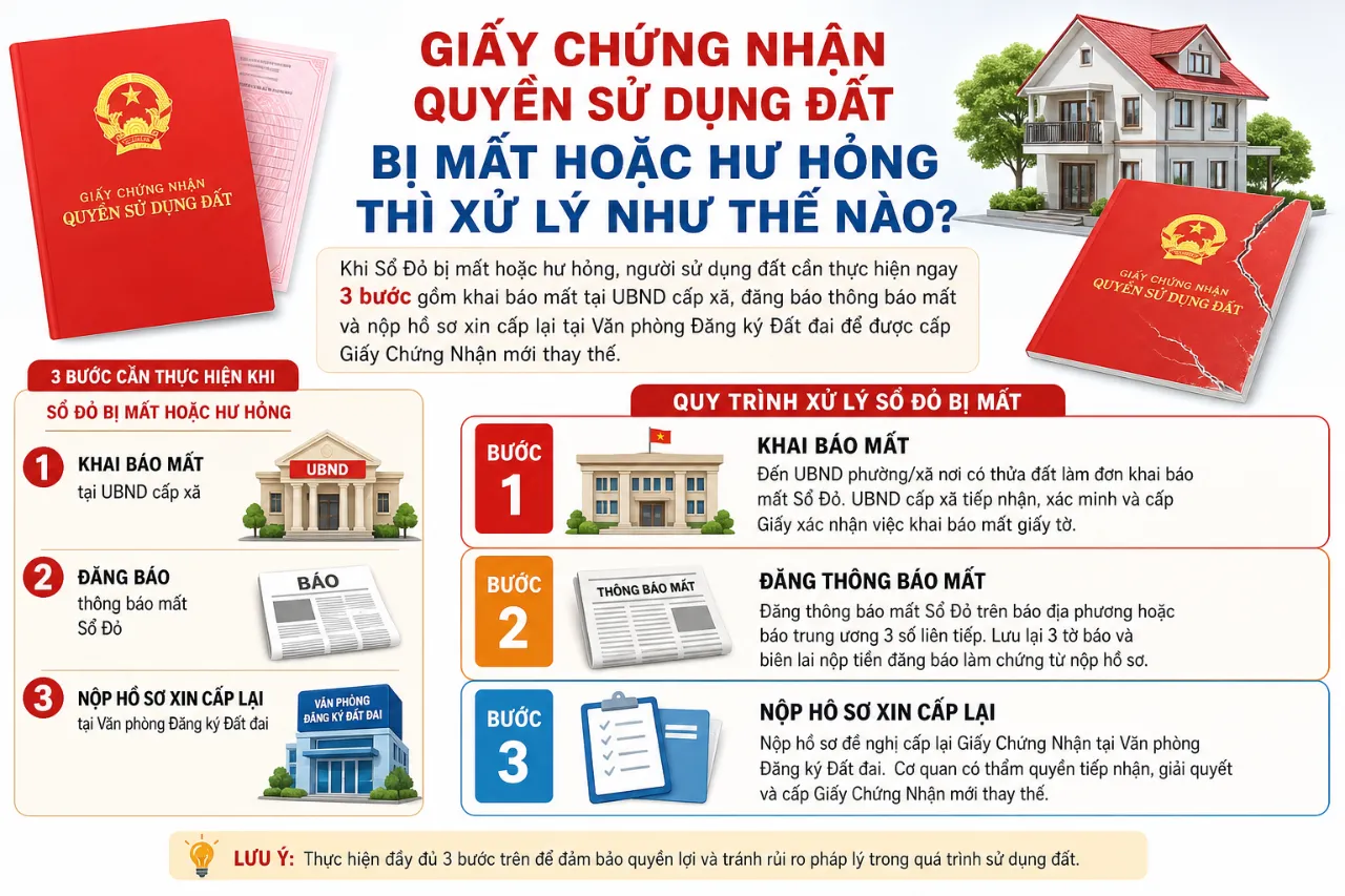 Giấy Chứng Nhận Quyền Sử Dụng Đất Bị Mất Hoặc Hư Hỏng Thì Xử Lý Như Thế Nào?
