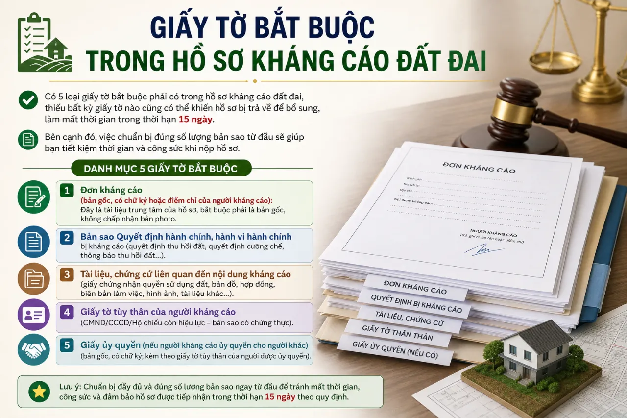 Giấy tờ bắt buộc trong hồ sơ kháng cáo đất đai