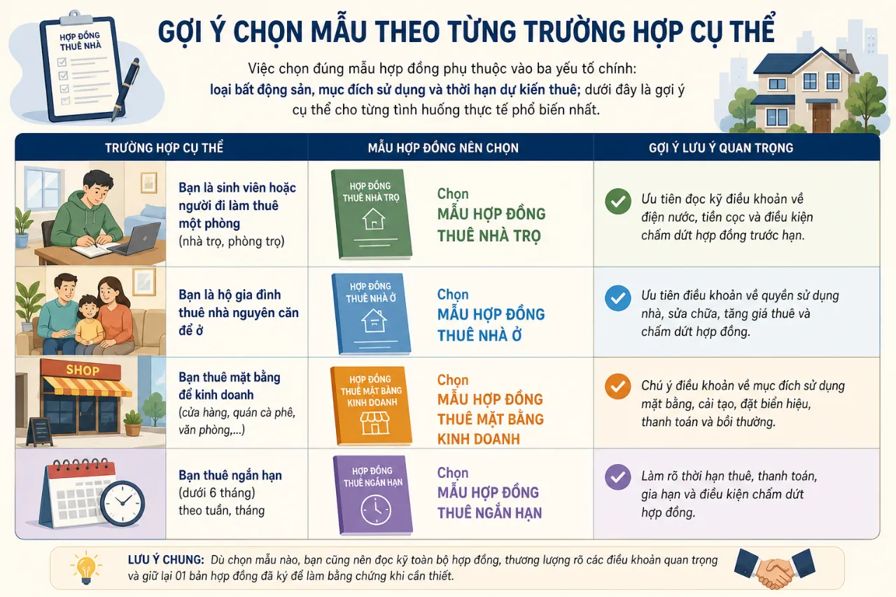 Gợi Ý Chọn Mẫu Theo Từng Trường Hợp Cụ Thể