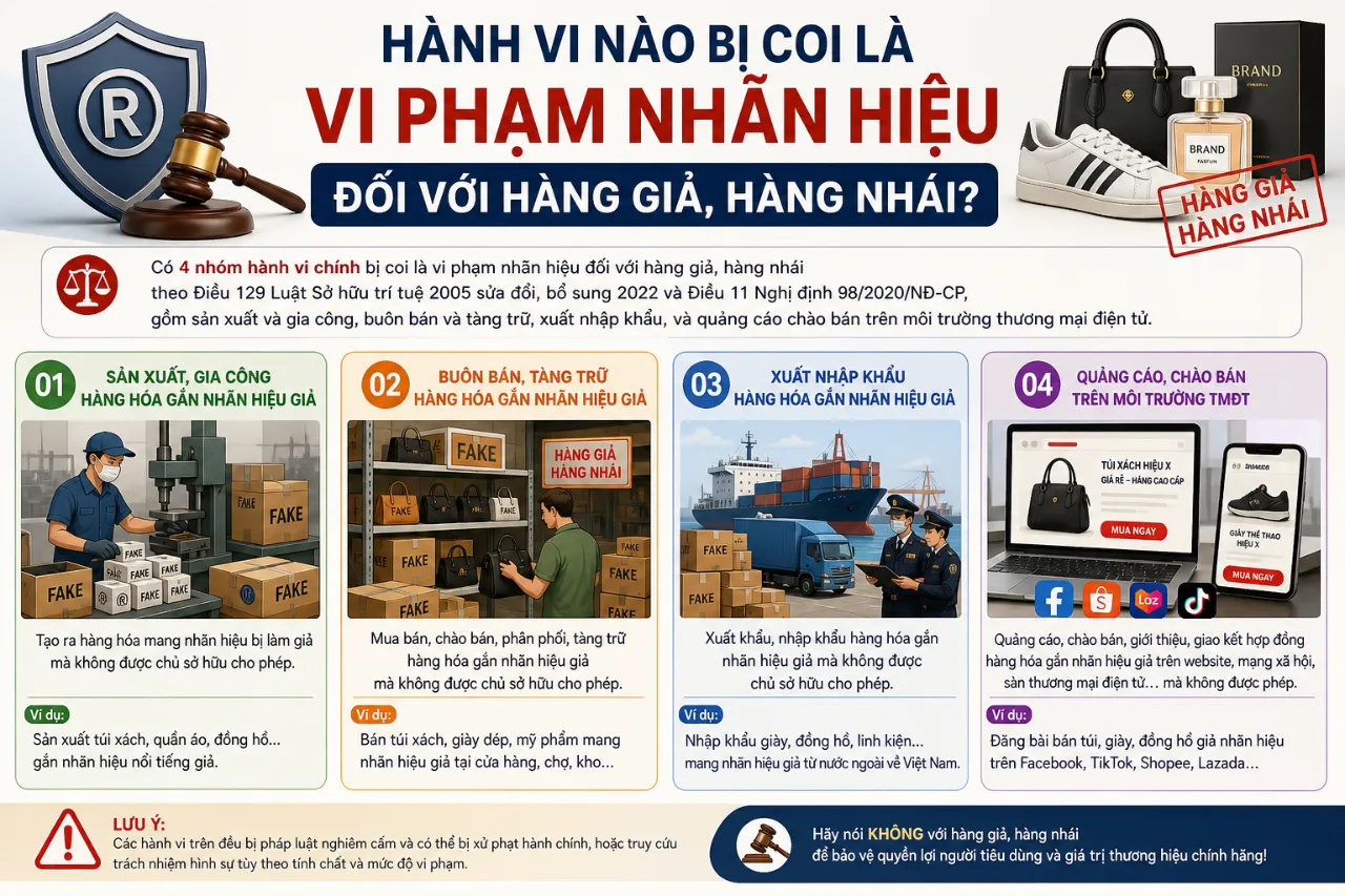 Hành Vi Nào Bị Coi Là Vi Phạm Nhãn Hiệu Đối Với Hàng Giả, Hàng Nhái?