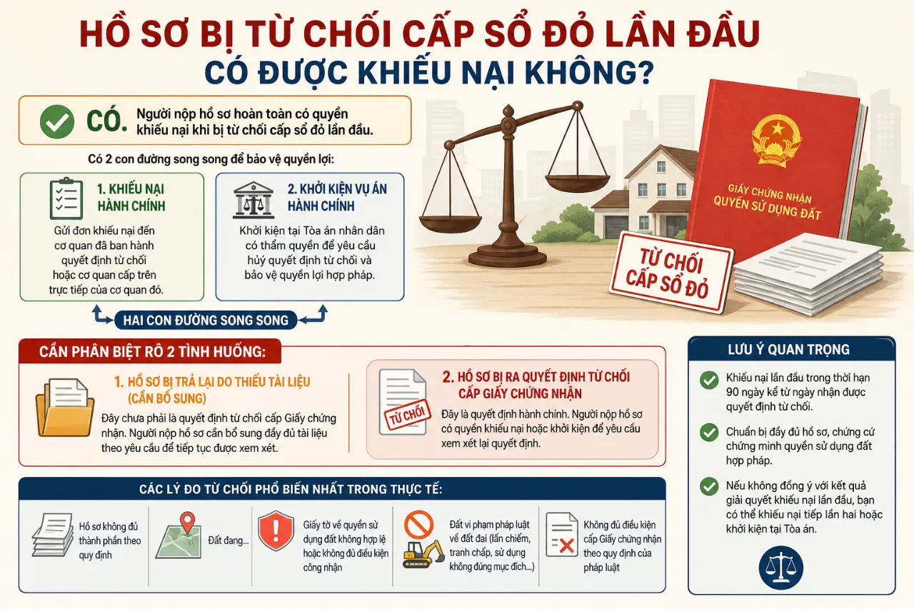 Hồ Sơ Bị Từ Chối Cấp Sổ Đỏ Lần Đầu Có Được Khiếu Nại Không?