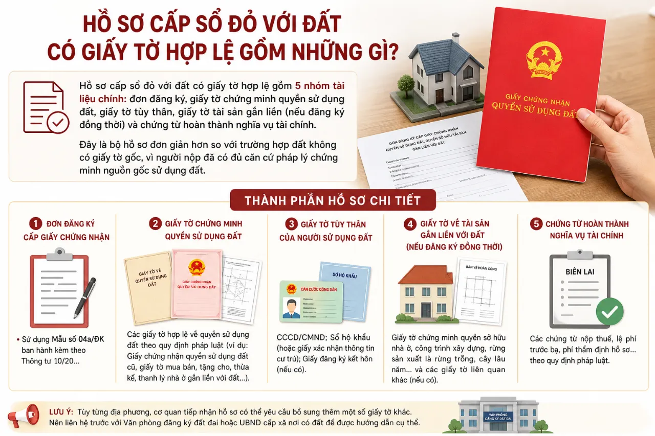 Hồ Sơ Cấp Sổ Đỏ Với Đất Có Giấy Tờ Hợp Lệ Gồm Những Gì?