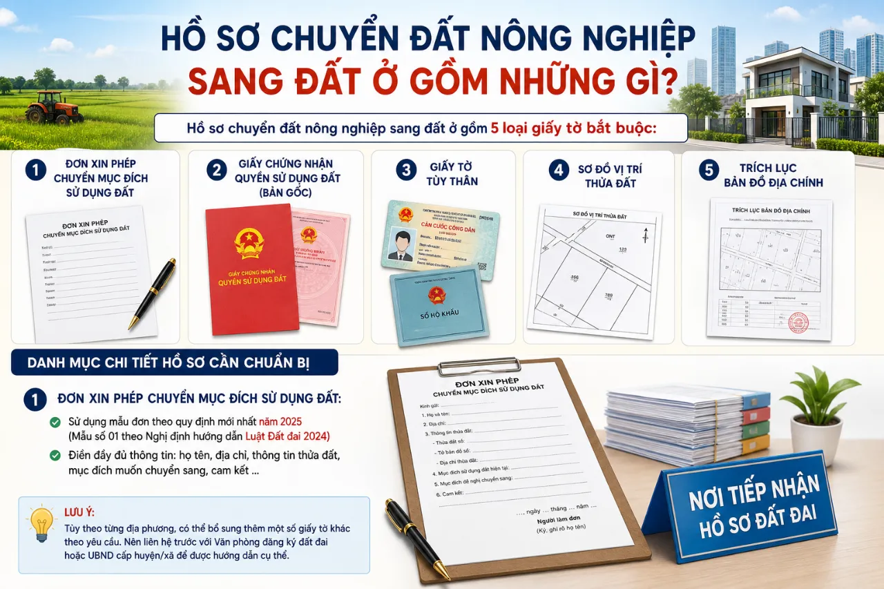 Hồ sơ chuyển đất nông nghiệp sang đất ở gồm những gì?