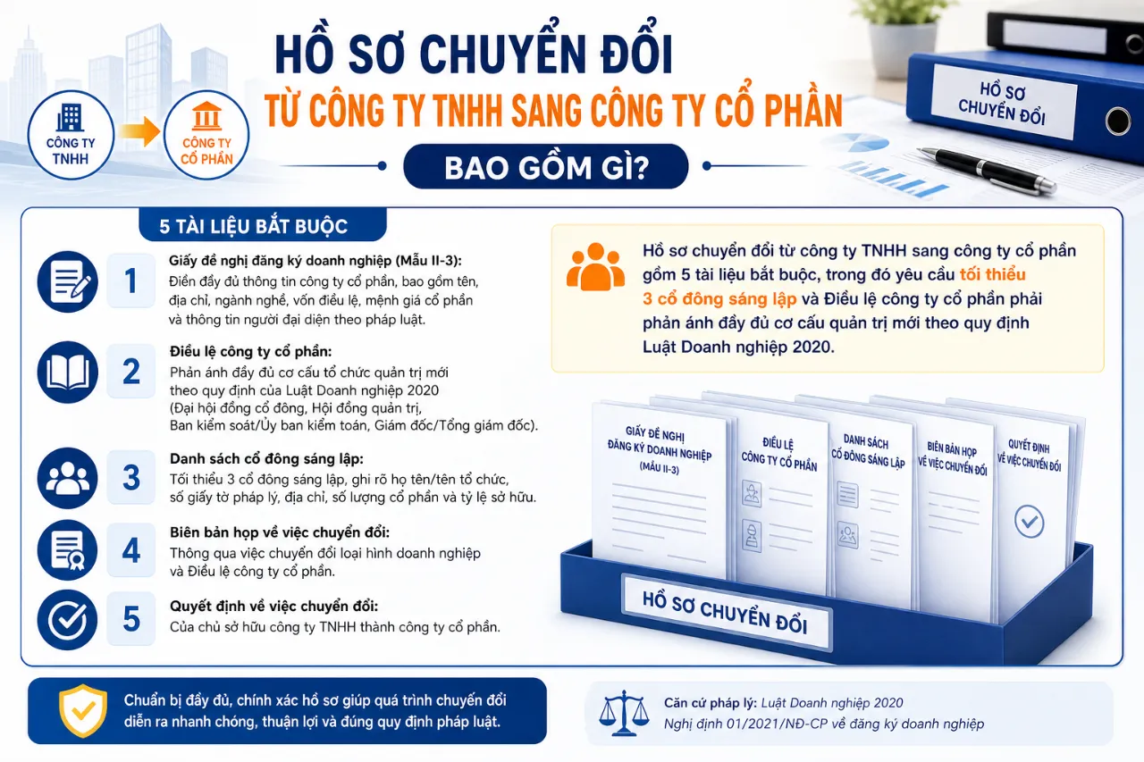 Hồ Sơ Chuyển Đổi Từ Công Ty TNHH Sang Công Ty Cổ Phần Bao Gồm Gì?