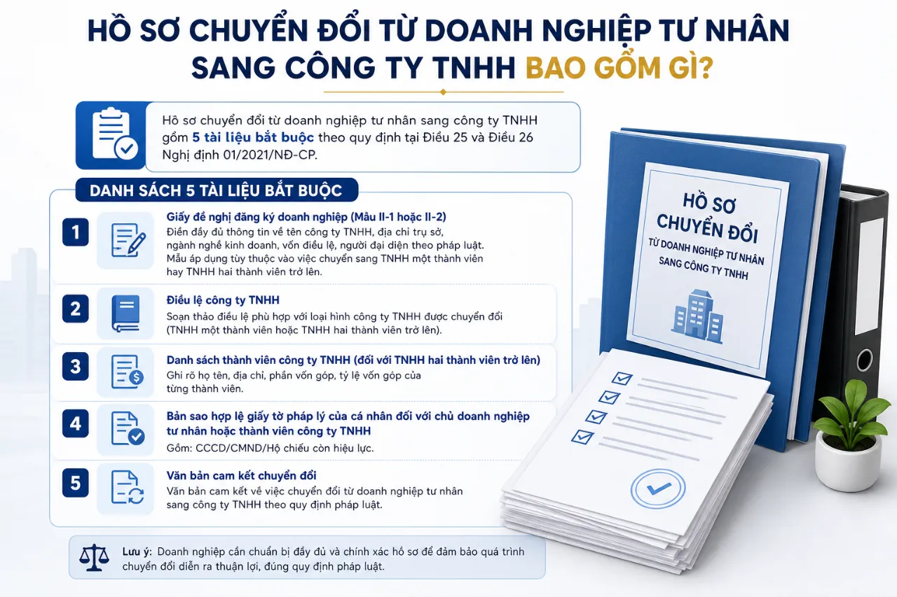 Hồ Sơ Chuyển Đổi Từ Doanh Nghiệp Tư Nhân Sang Công Ty TNHH Bao Gồm Gì?