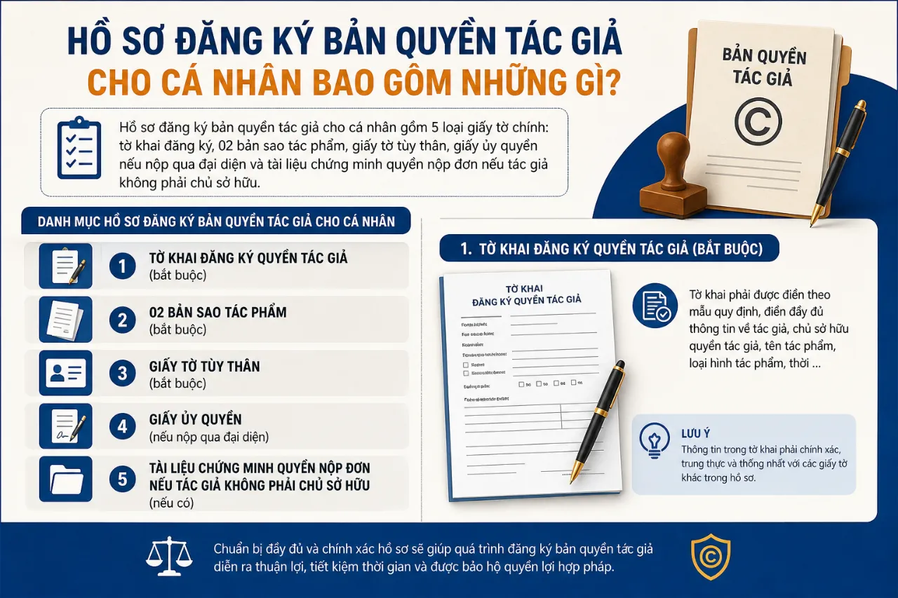 Hồ Sơ Đăng Ký Bản Quyền Tác Giả Cho Cá Nhân Bao Gồm Những Gì?