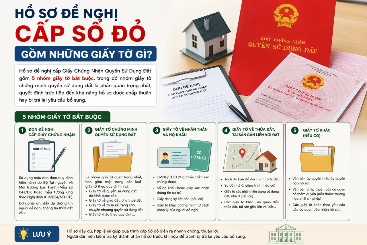 Hồ Sơ Đề Nghị Cấp Sổ Đỏ Gồm Những Giấy Tờ Gì?