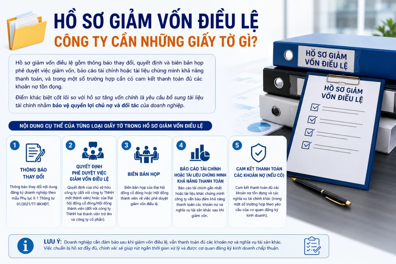 Hồ Sơ Giảm Vốn Điều Lệ Công Ty Cần Những Giấy Tờ Gì?