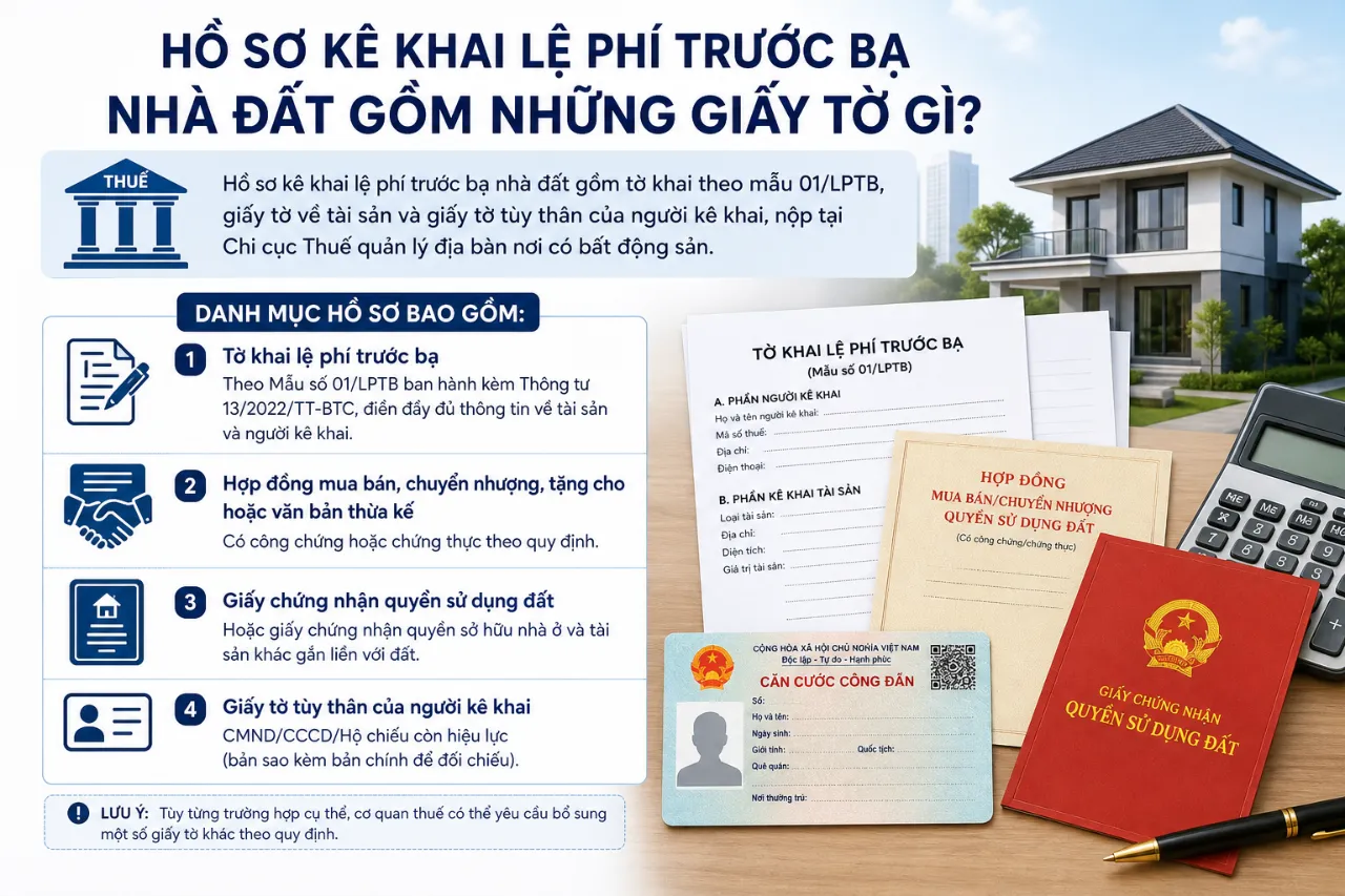 Hồ Sơ Kê Khai Lệ Phí Trước Bạ Nhà Đất Gồm Những Giấy Tờ Gì?