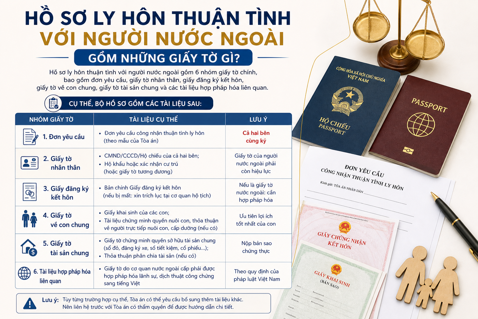 Hồ sơ ly hôn thuận tình với người nước ngoài gồm những giấy tờ gì?