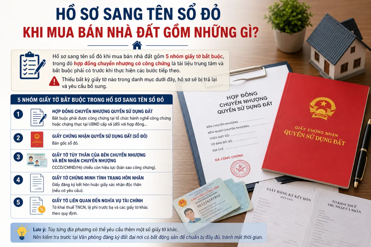Hồ Sơ Sang Tên Sổ Đỏ Khi Mua Bán Nhà Đất Gồm Những Gì?