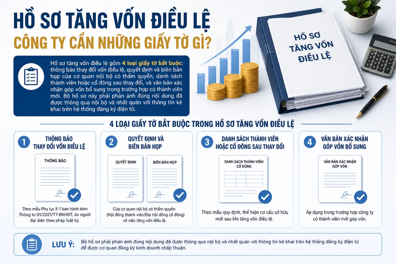 Hồ Sơ Tăng Vốn Điều Lệ Công Ty Cần Những Giấy Tờ Gì?