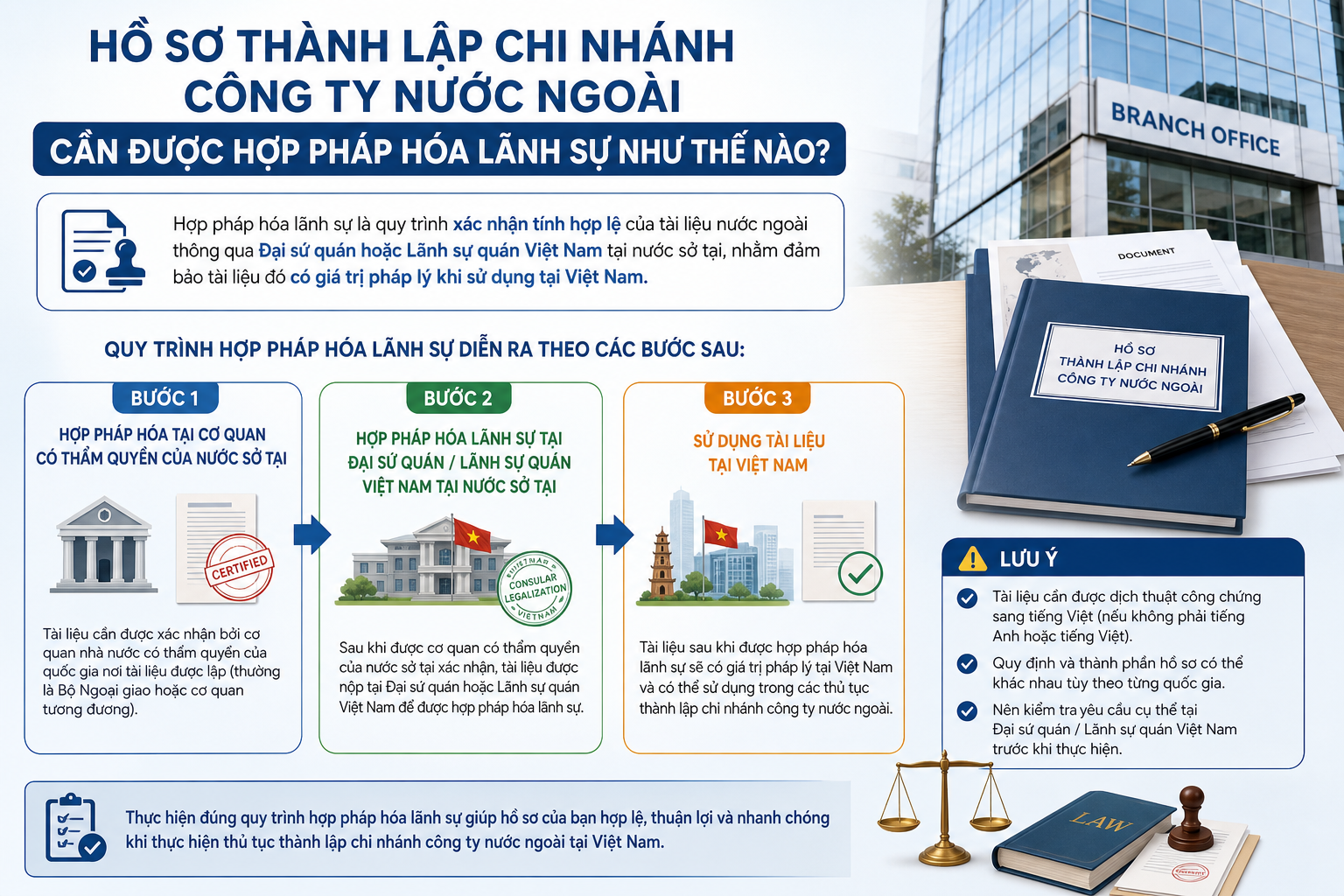 Hồ sơ thành lập chi nhánh công ty nước ngoài cần được hợp pháp hóa lãnh sự như thế nào?