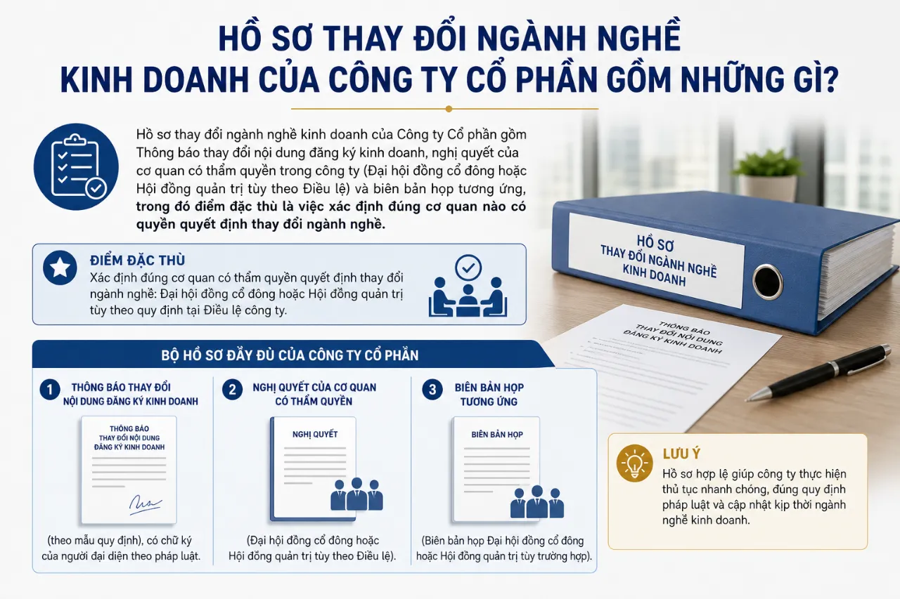Hồ Sơ Thay Đổi Ngành Nghề Kinh Doanh Của Công Ty Cổ Phần Gồm Những Gì?