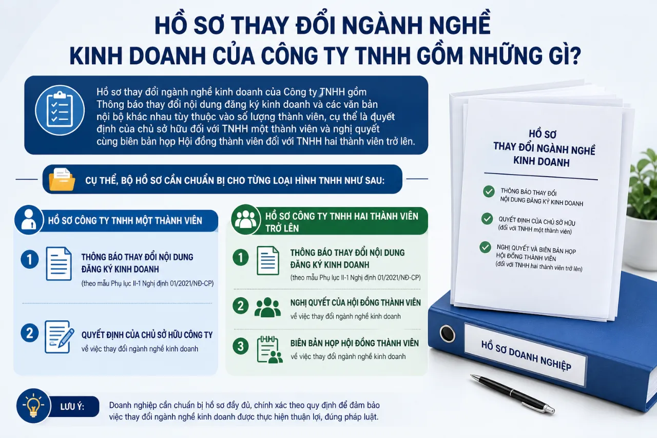 Hồ Sơ Thay Đổi Ngành Nghề Kinh Doanh Của Công Ty TNHH Gồm Những Gì?