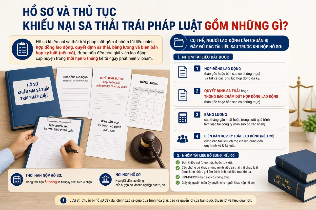 Hồ sơ và thủ tục khiếu nại sa thải trái pháp luật gồm những gì?