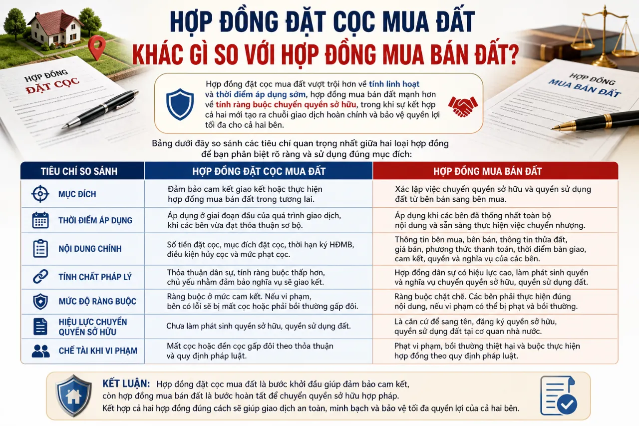Hợp Đồng Đặt Cọc Mua Đất Khác Gì So Với Hợp Đồng Mua Bán Đất?
