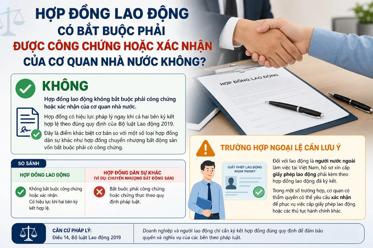 Hợp Đồng Lao Động Có Bắt Buộc Phải Được Công Chứng Hoặc Xác Nhận Của Cơ Quan Nhà Nước Không?